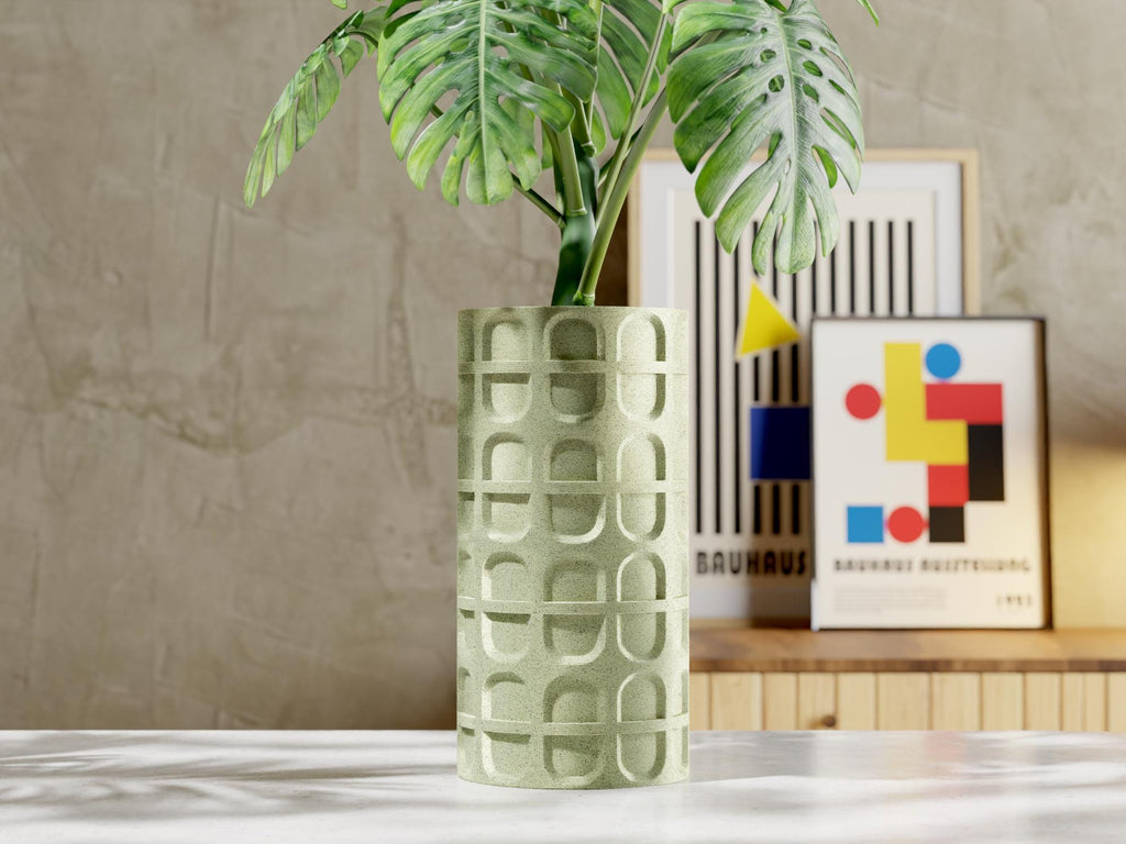 3D Printed Trellis Tall Planter: Modern Indoor Plant Pot with Drainage