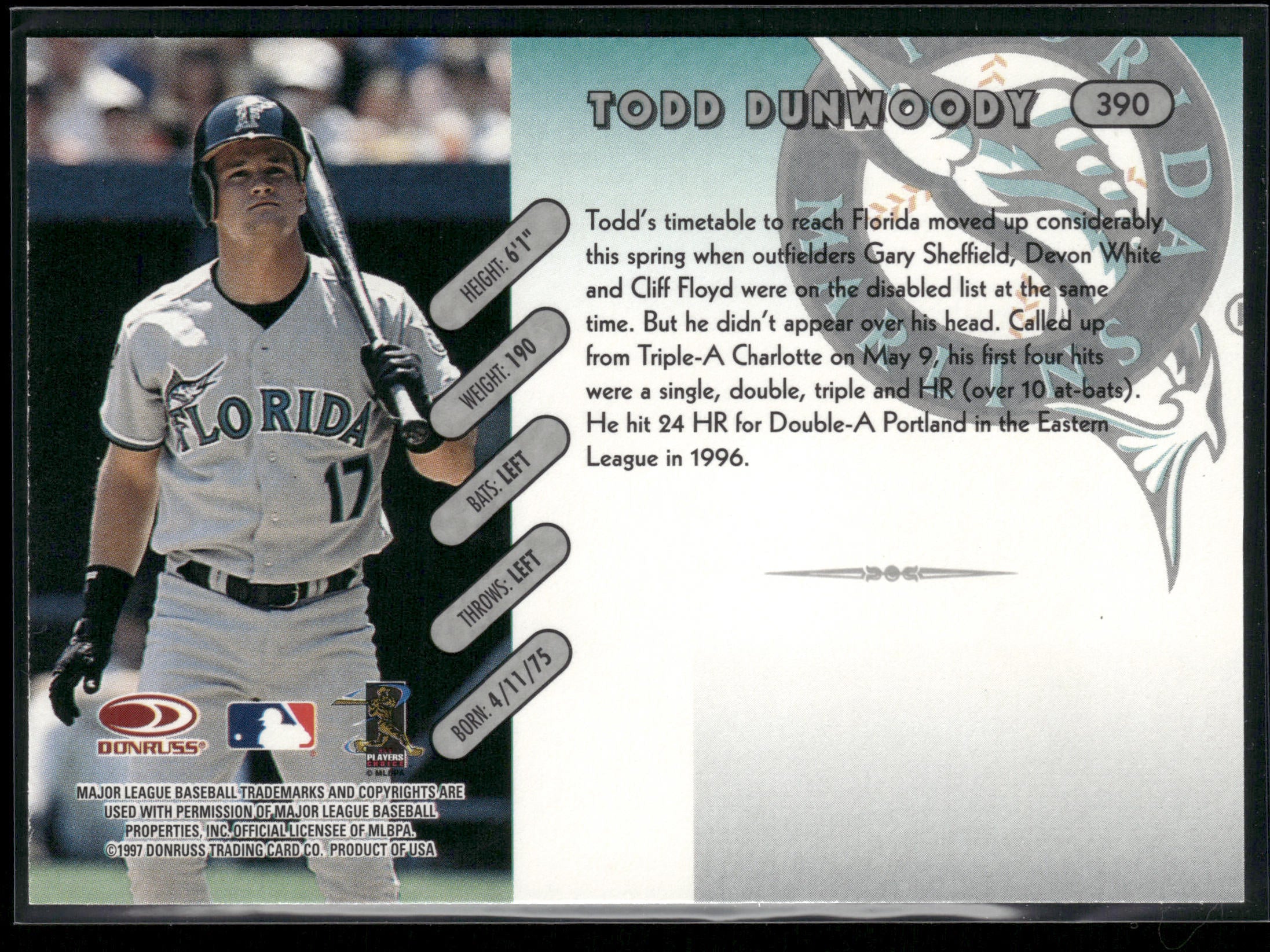 1997 Donruss #390 Todd Dunwoody