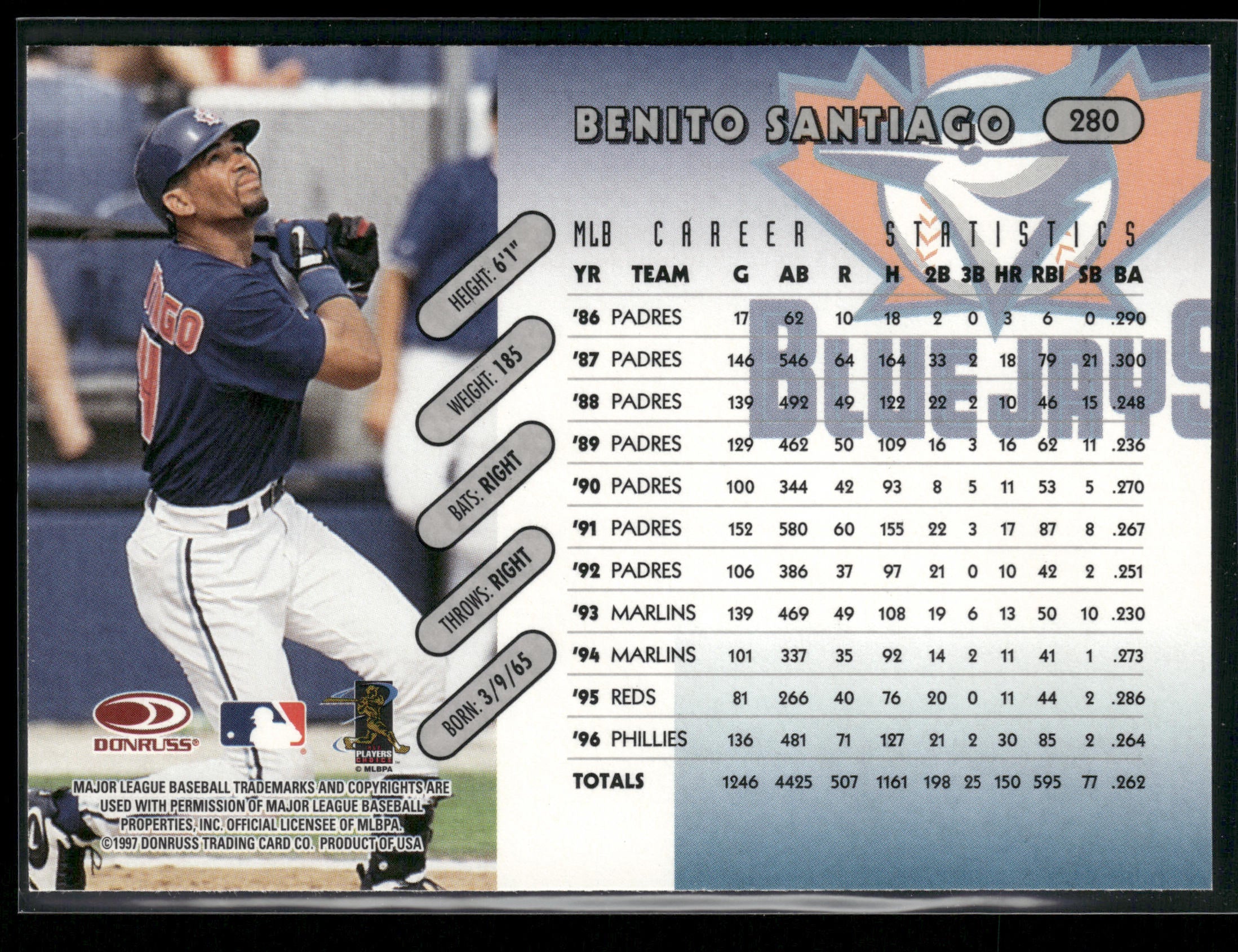 1997 Donruss #280 Benito Santiago