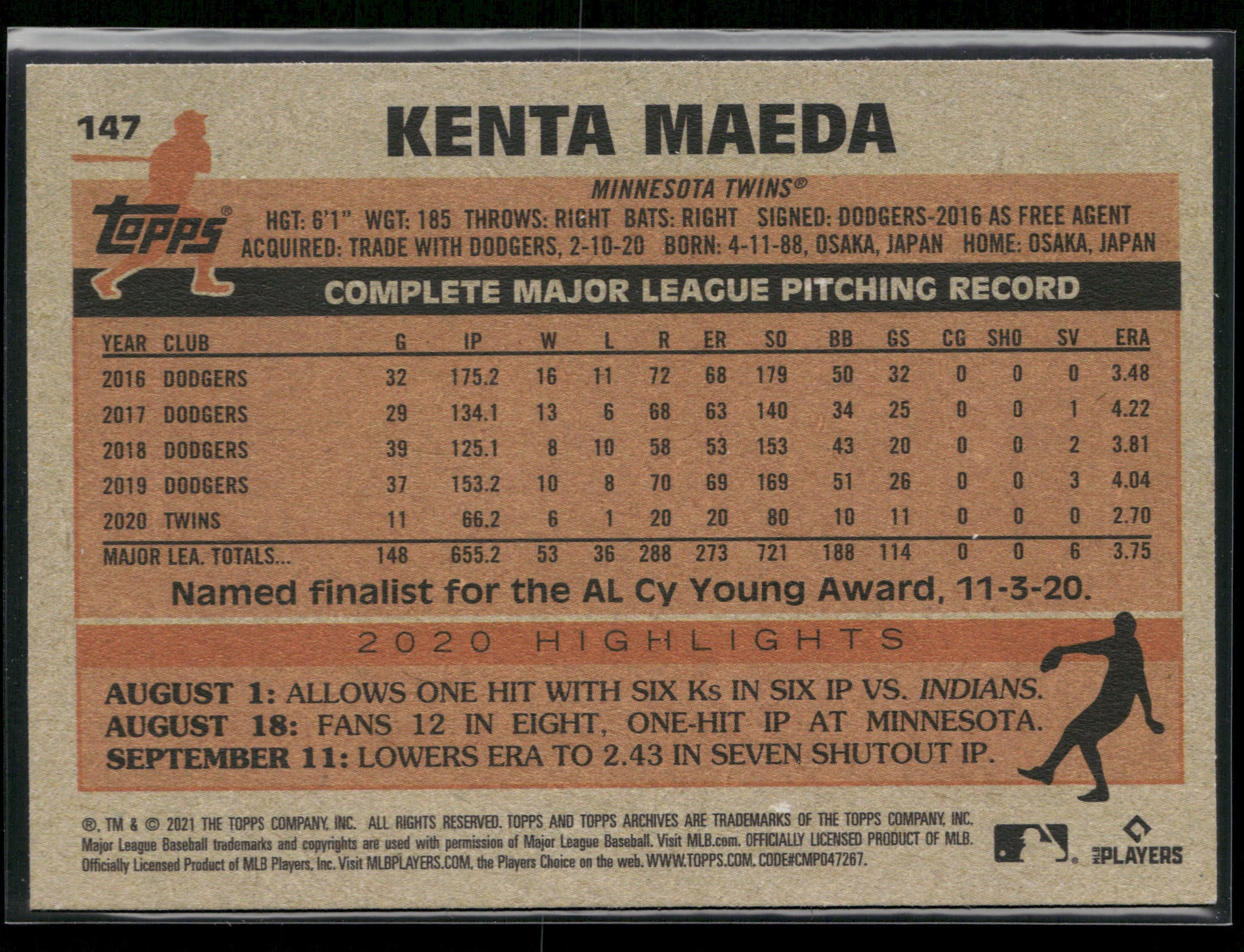 2021 Topps Archives #147 Kenta Maeda