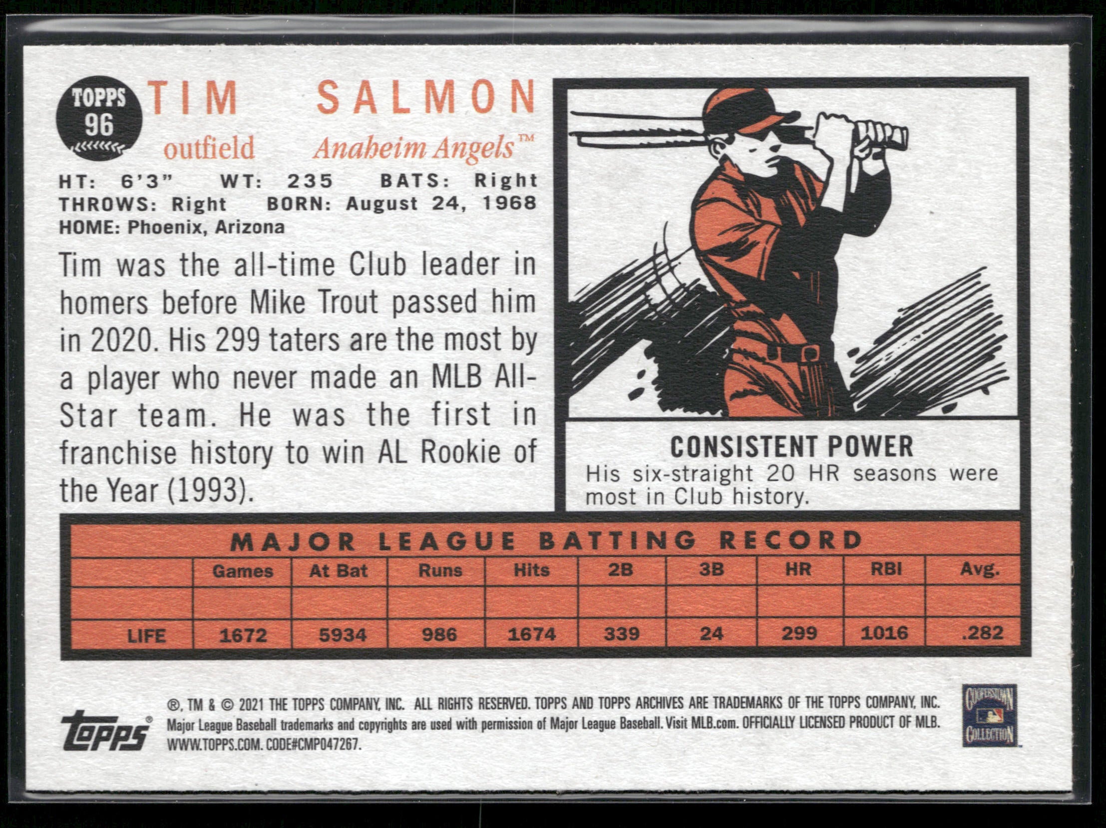2021 Topps Archives #96 Tim Salmon