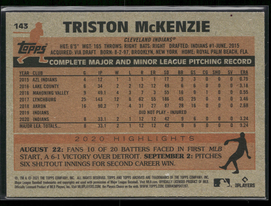 2021 Topps Archives #143 Triston McKenzie