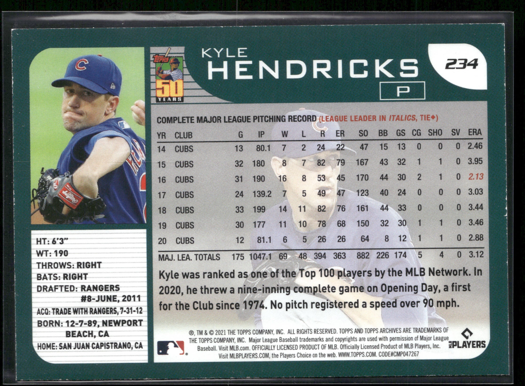 2021 Topps Archives #234 Kyle Hendricks