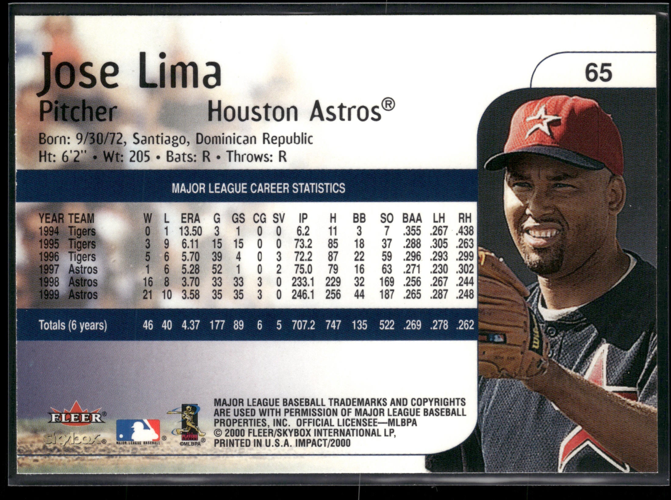 2000 Fleer Impact #65 Jose Lima