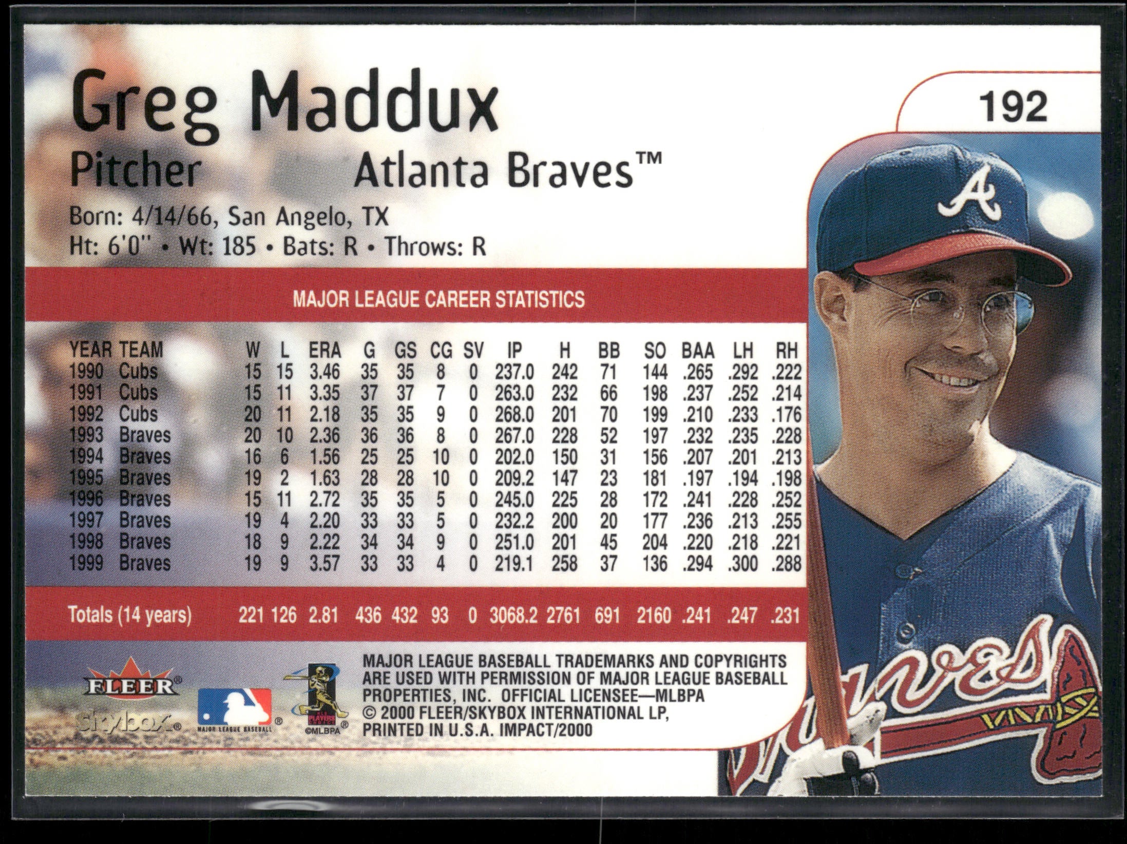 2000 Fleer Impact #192 Greg Maddux