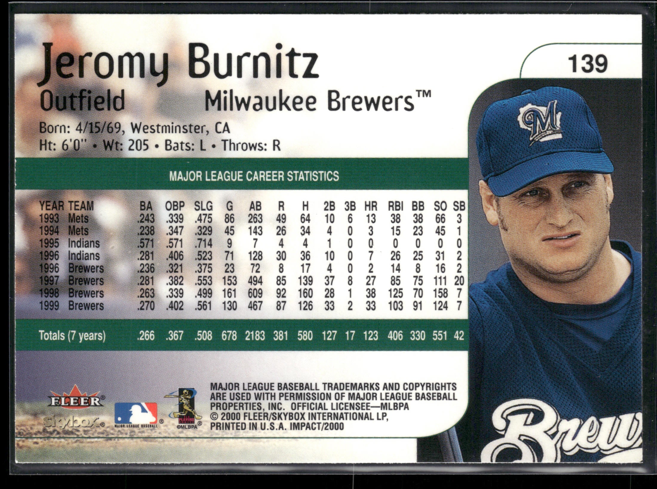 2000 Fleer Impact #139 Jeromy Burnitz