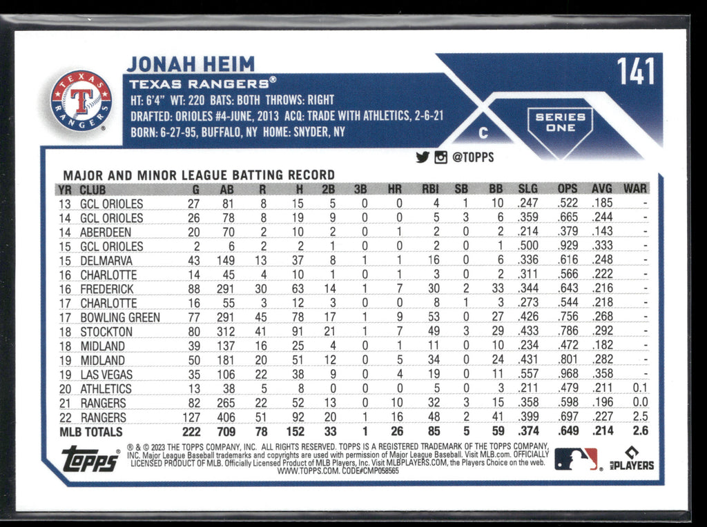 2023 Topps #141 Jonah Heim