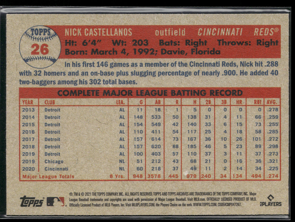2021 Topps Archives #26 Nick Castellanos