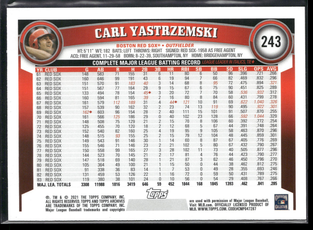 2021 Topps Archives #243 Carl Yastrzemski