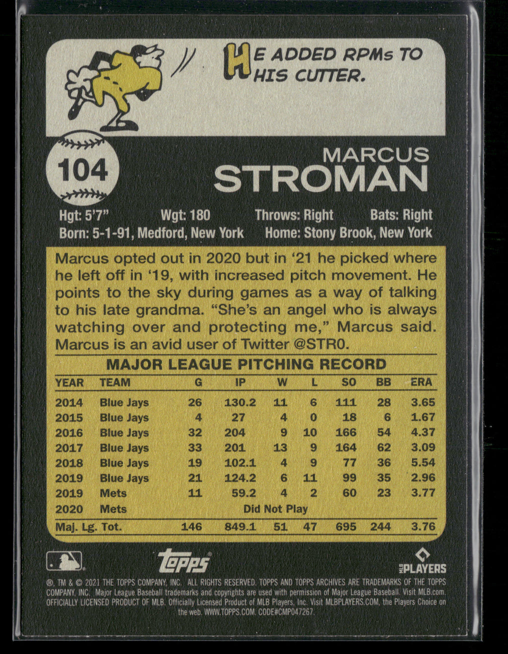 2021 Topps Archives #104 Marcus Stroman
