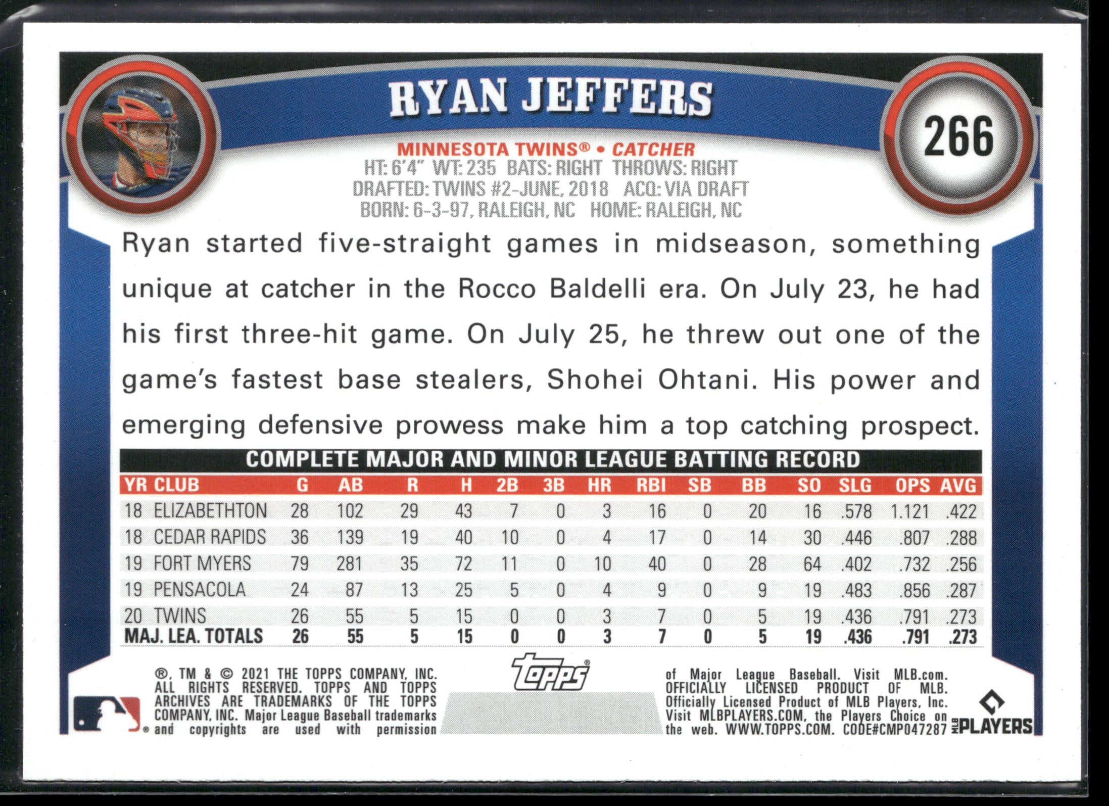 2021 Topps Archives #266 Ryan Jeffers