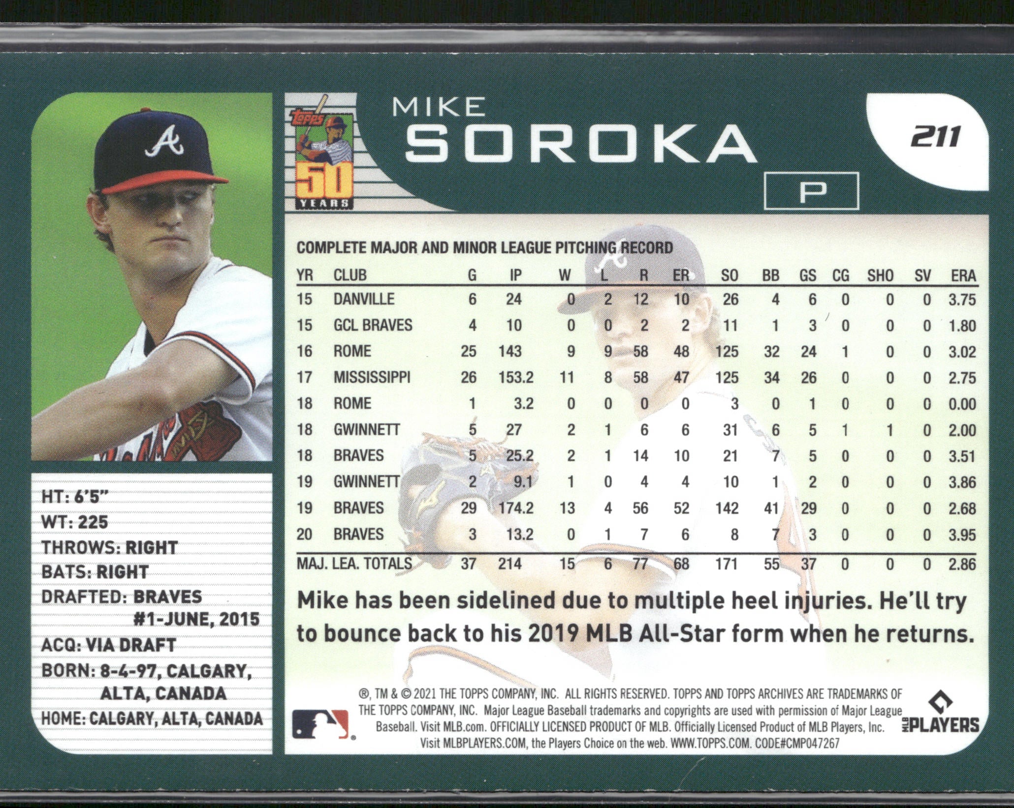 2021 Topps Archives #211 Mike Soroka