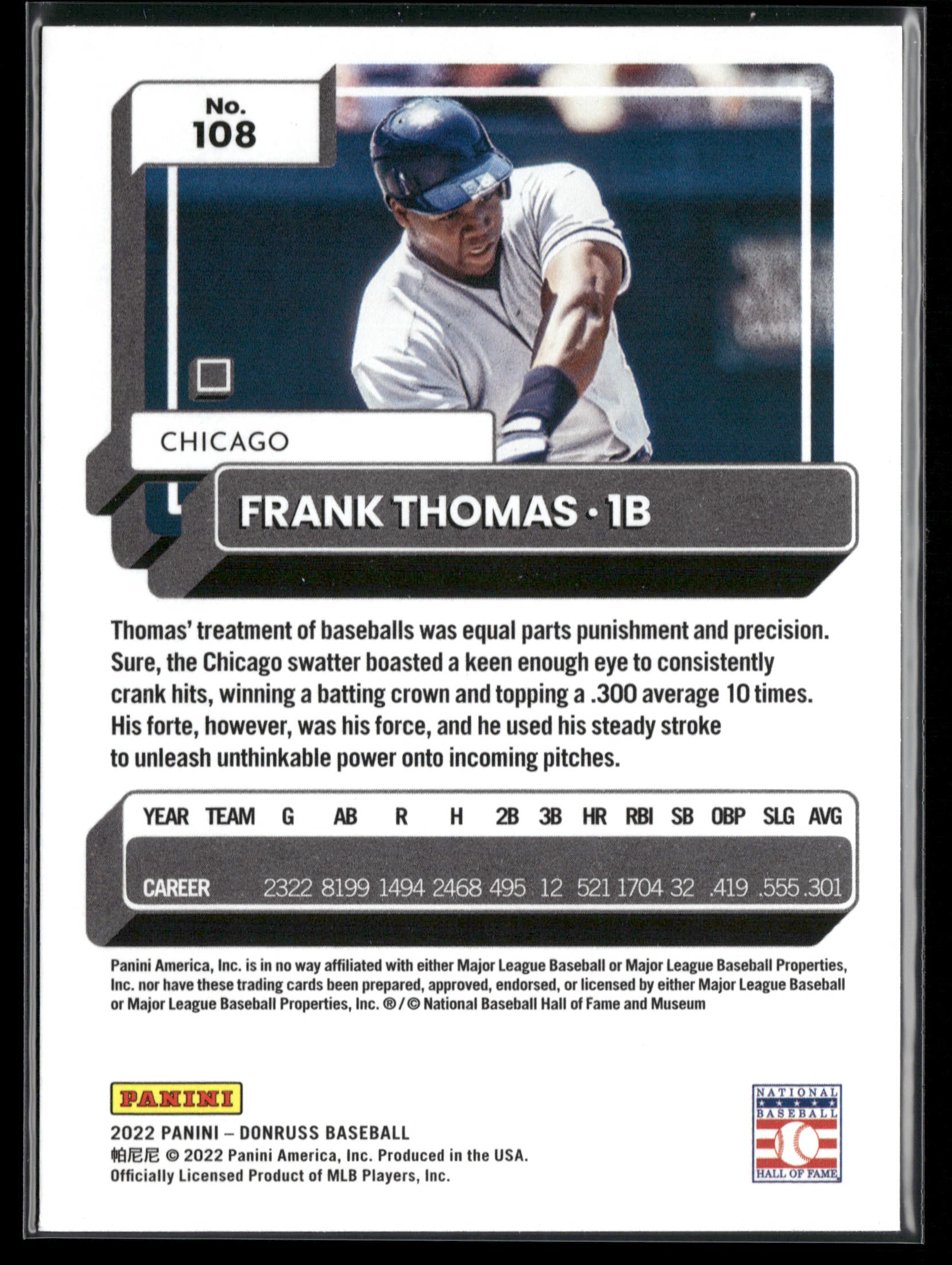 2022 Donruss #108 Frank Thomas