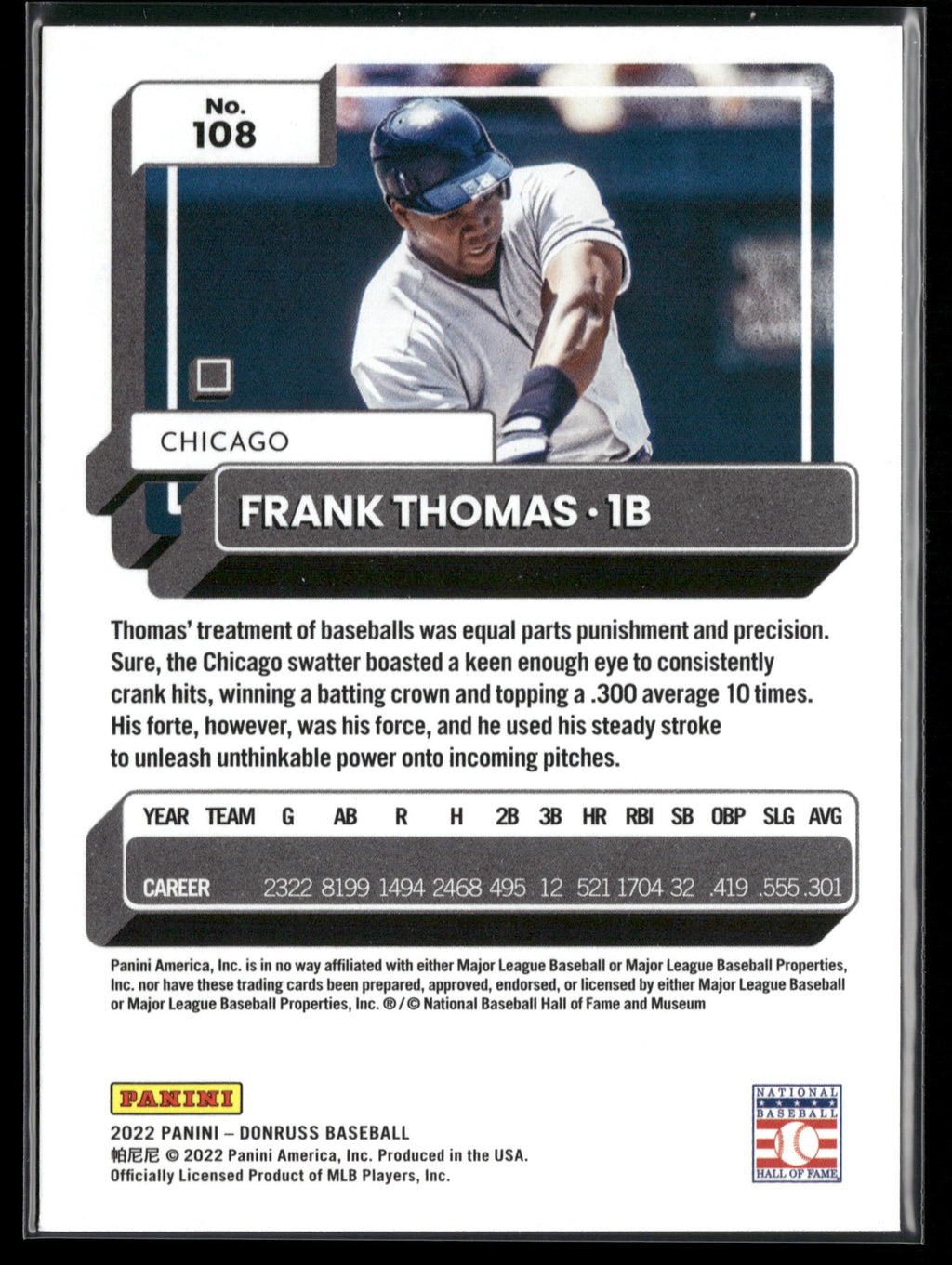 2022 Donruss #108 Frank Thomas