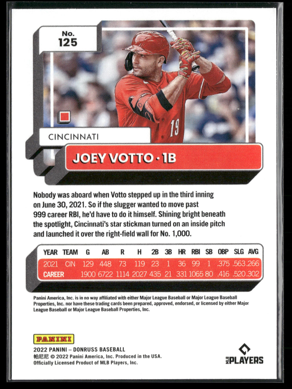 2022 Donruss #125 Joey Votto