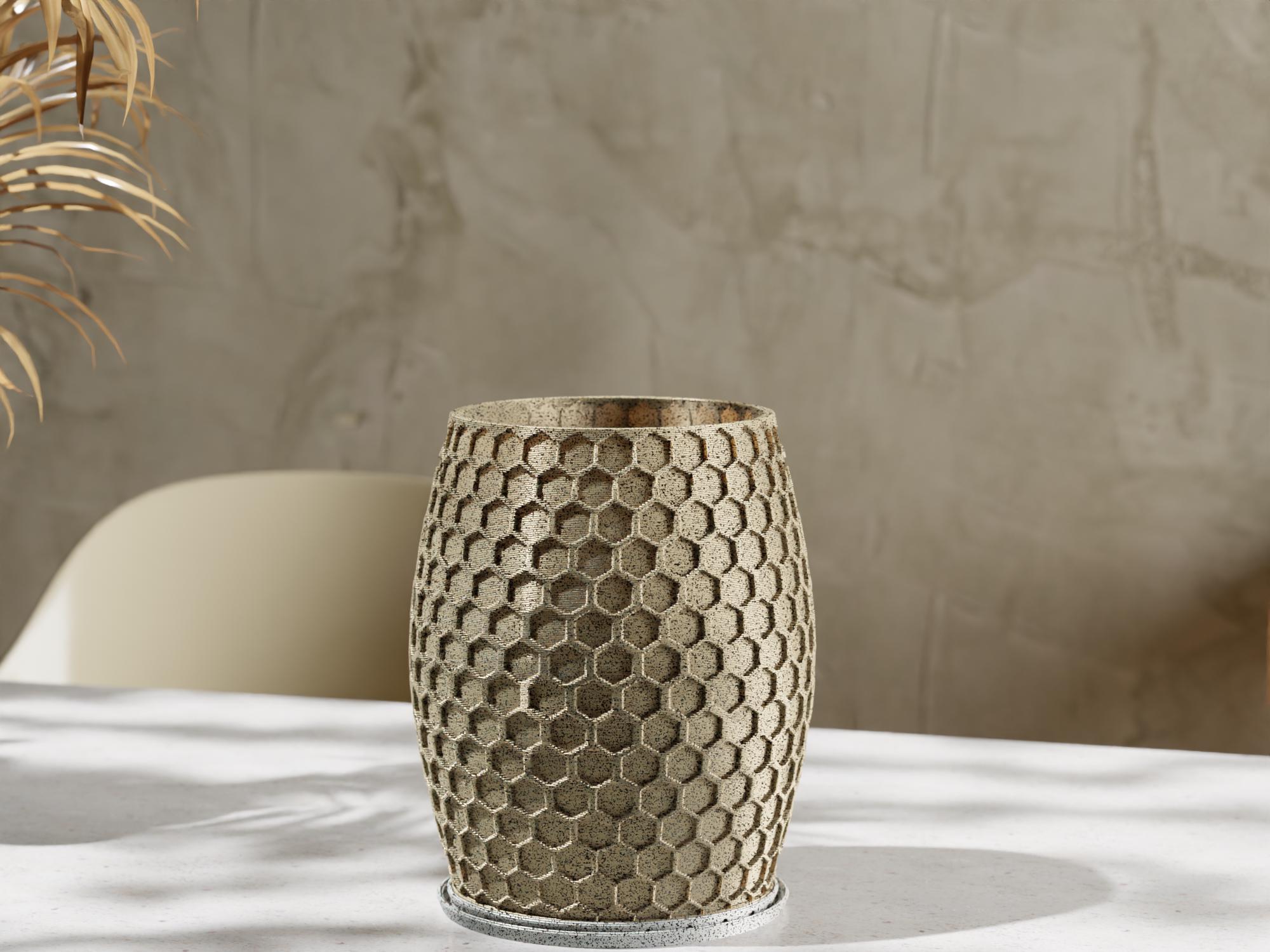 HexaFlow Planter with Base: Modern Geometric Plant Pot