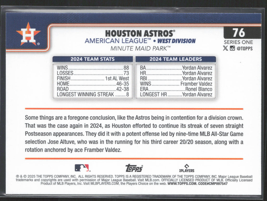 2025 Topps #76 Houston Astros