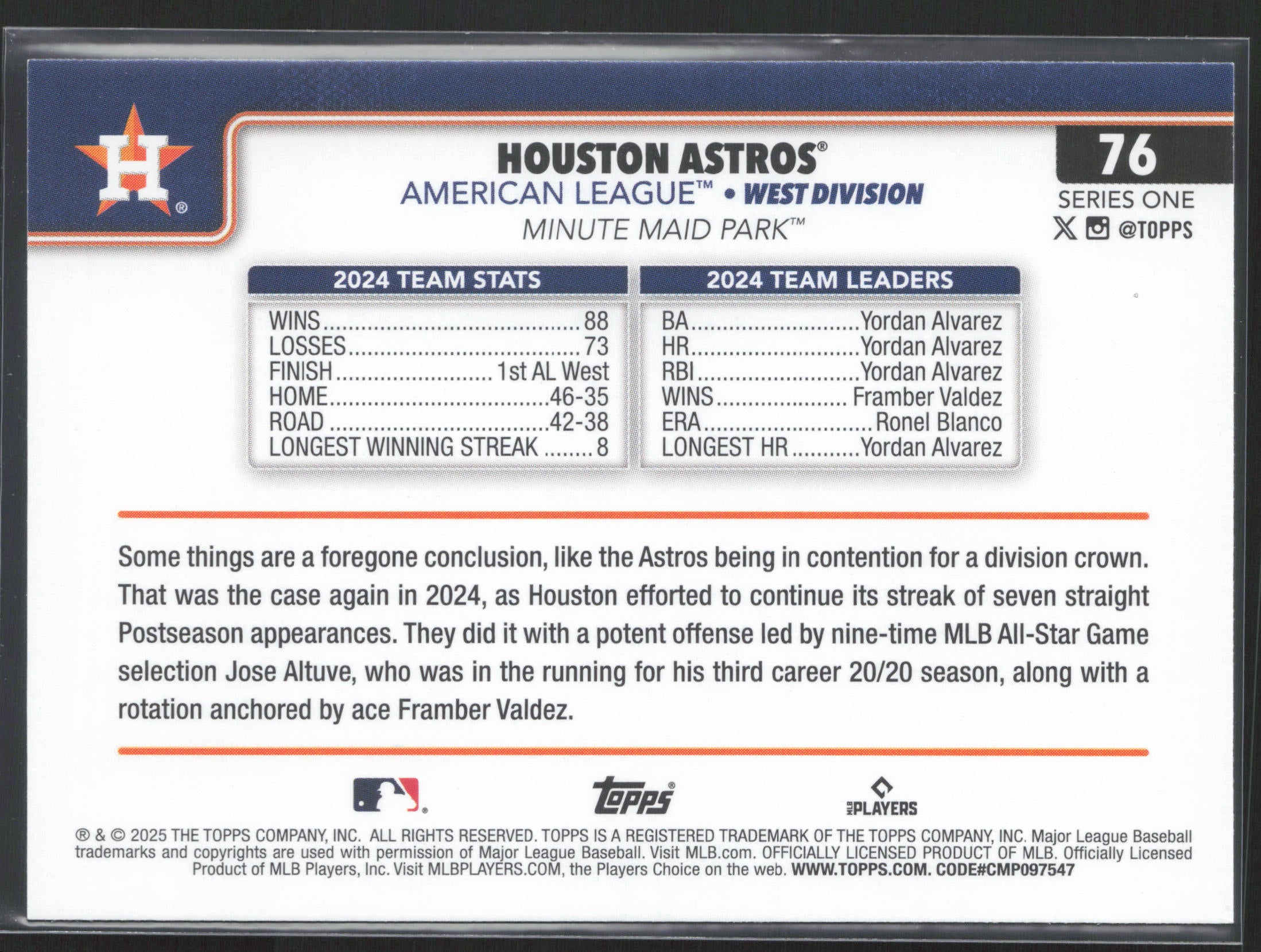 2025 Topps #76 Houston Astros