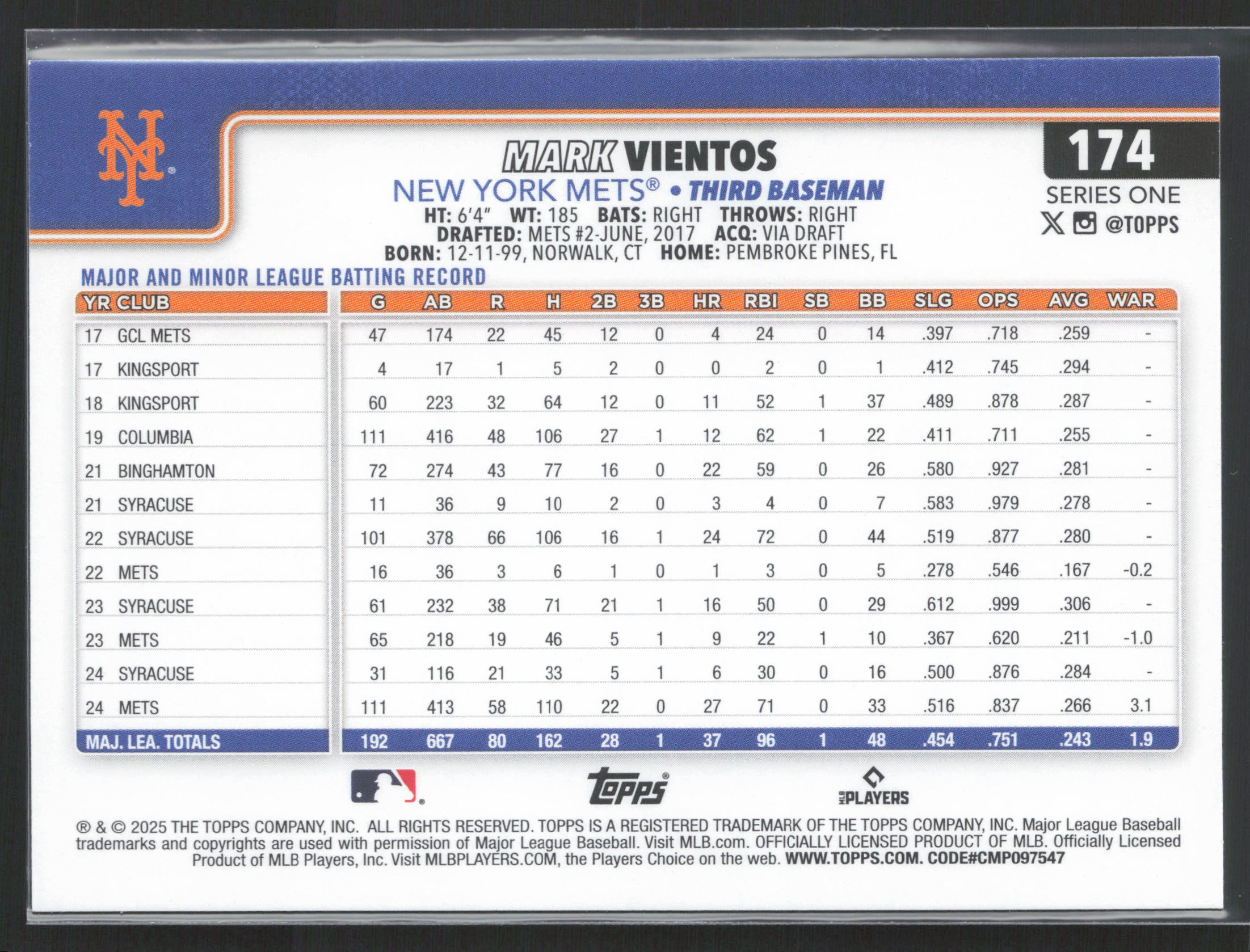 2025 Topps #174 Mark Vientos