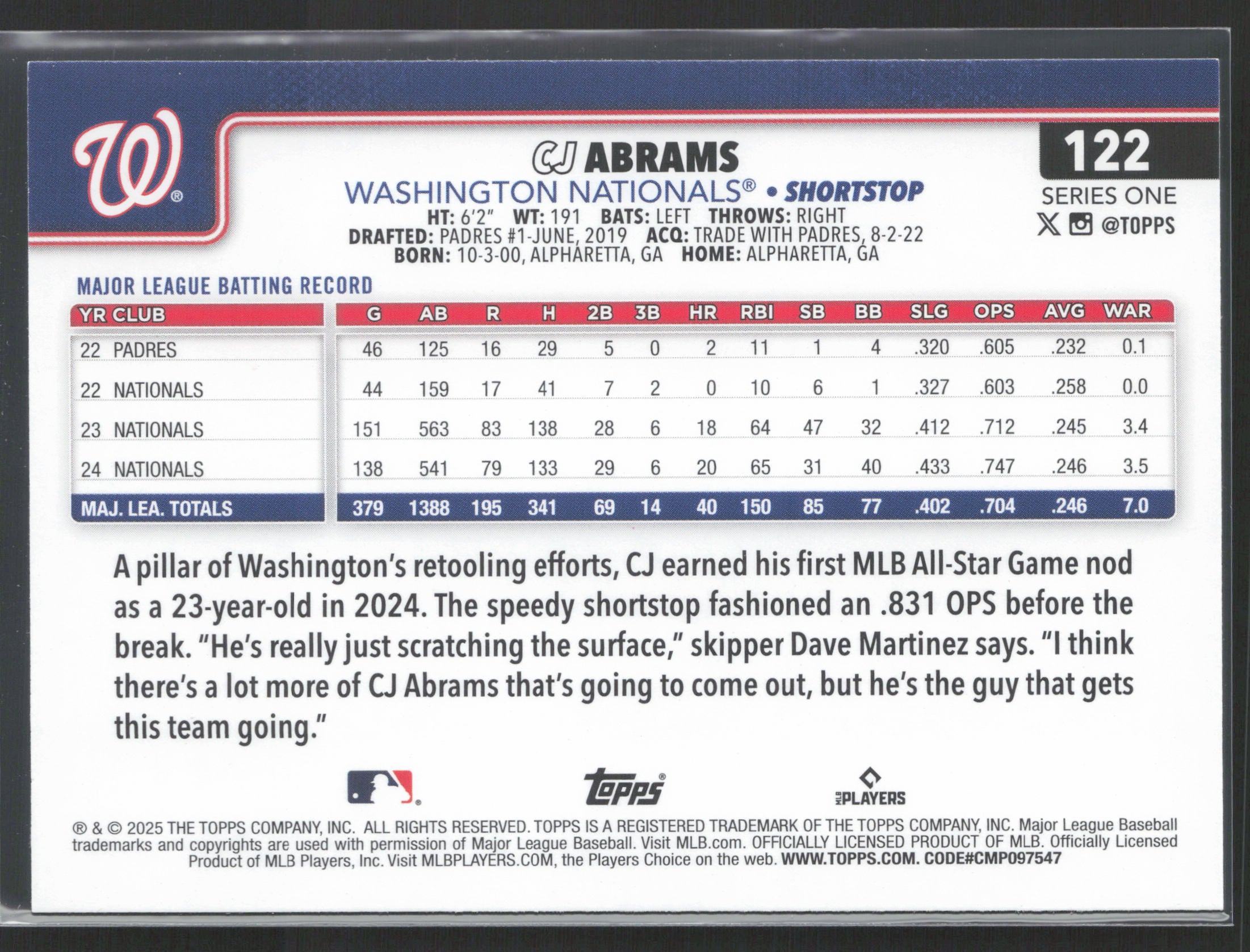 2025 Topps #122 CJ Abrams