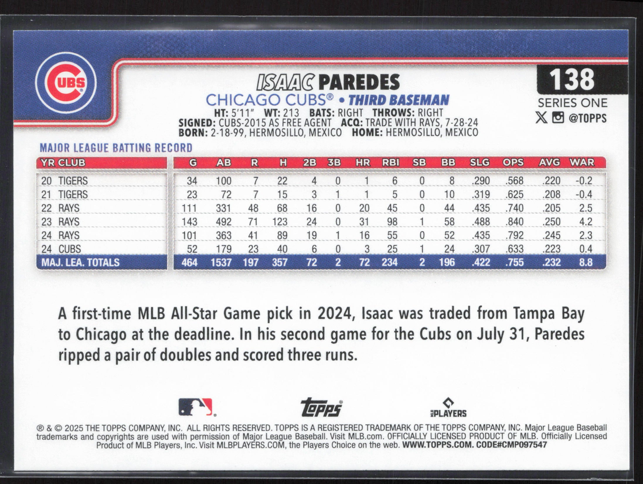 2025 Topps #138 Isaac Paredes
