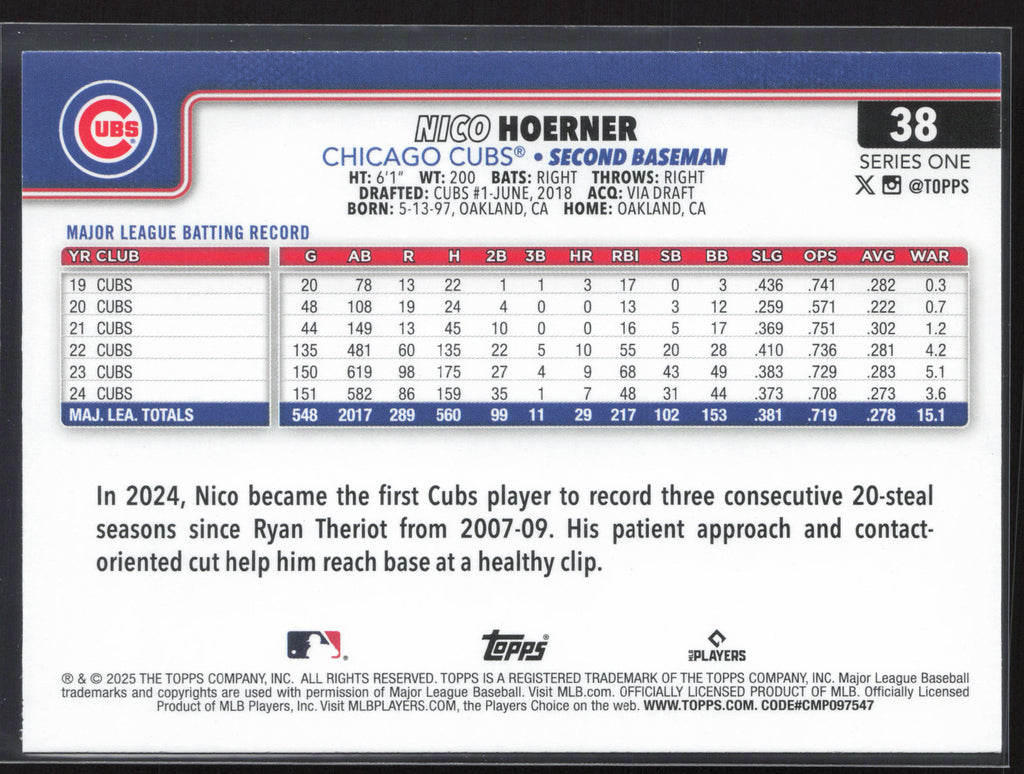 2025 Topps #38 Nico Hoerner