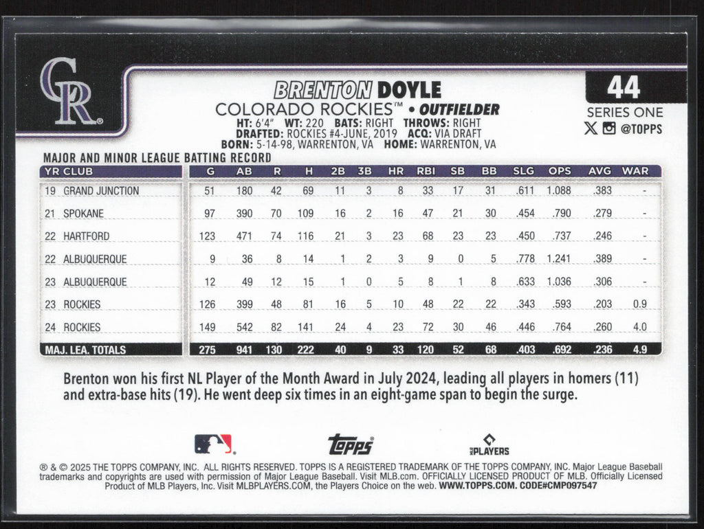 2025 Topps #44 Brenton Doyle