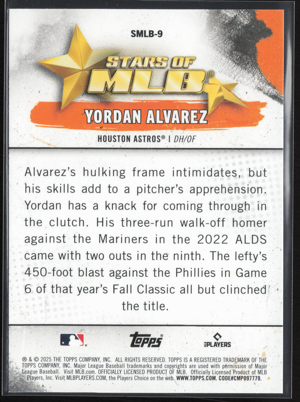 2025 Topps #SMLB-9 Yordan Alvarez Stars of MLB