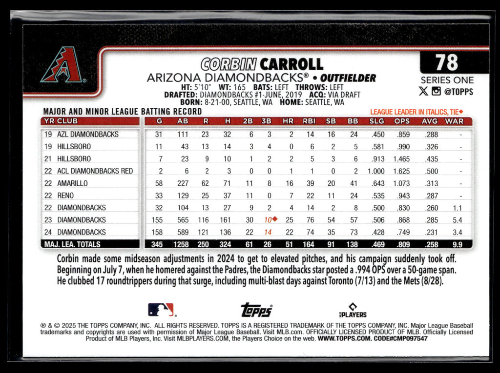 2025 Topps #78 Corbin Carroll