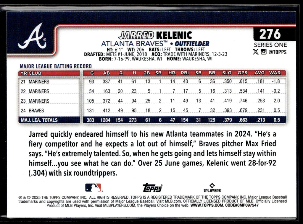 2025 Topps #276 Jarred Kelenic