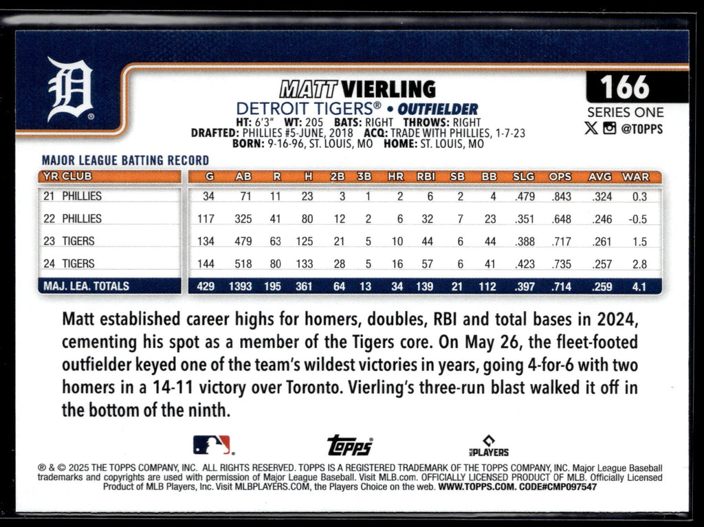 2025 Topps #166 Matt Vierling