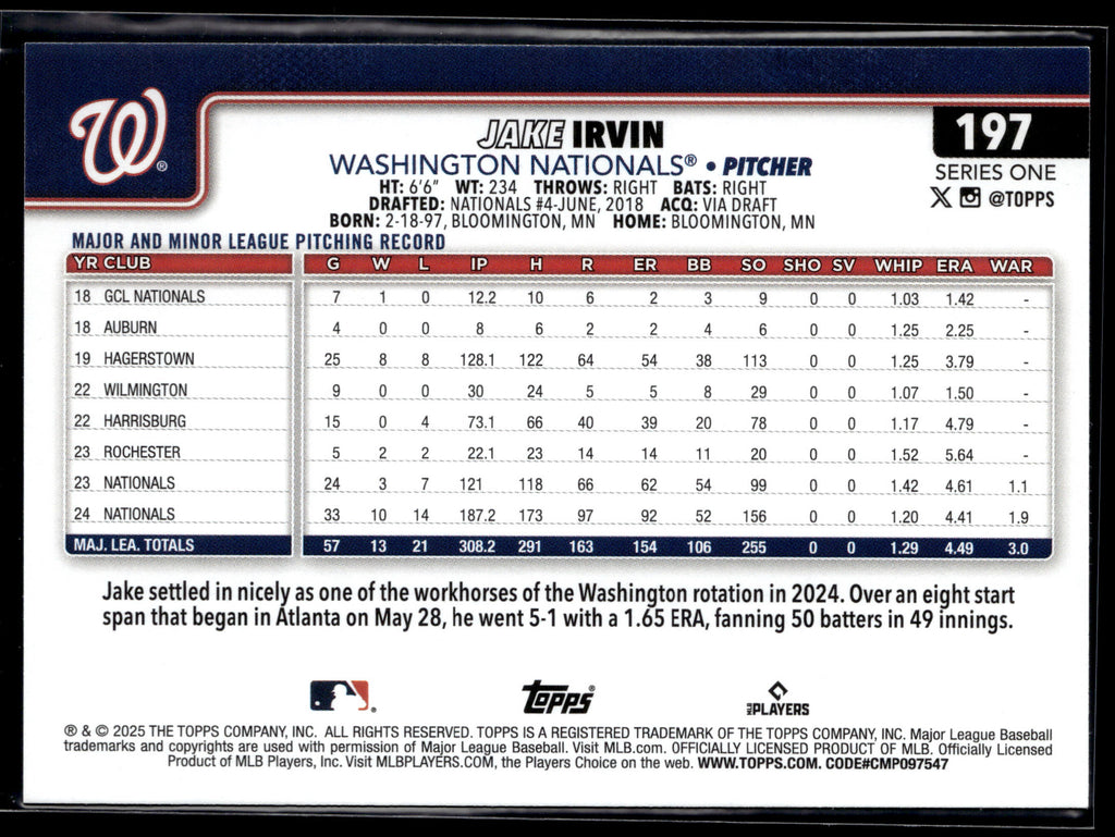 2025 Topps #197 Jake Irvin