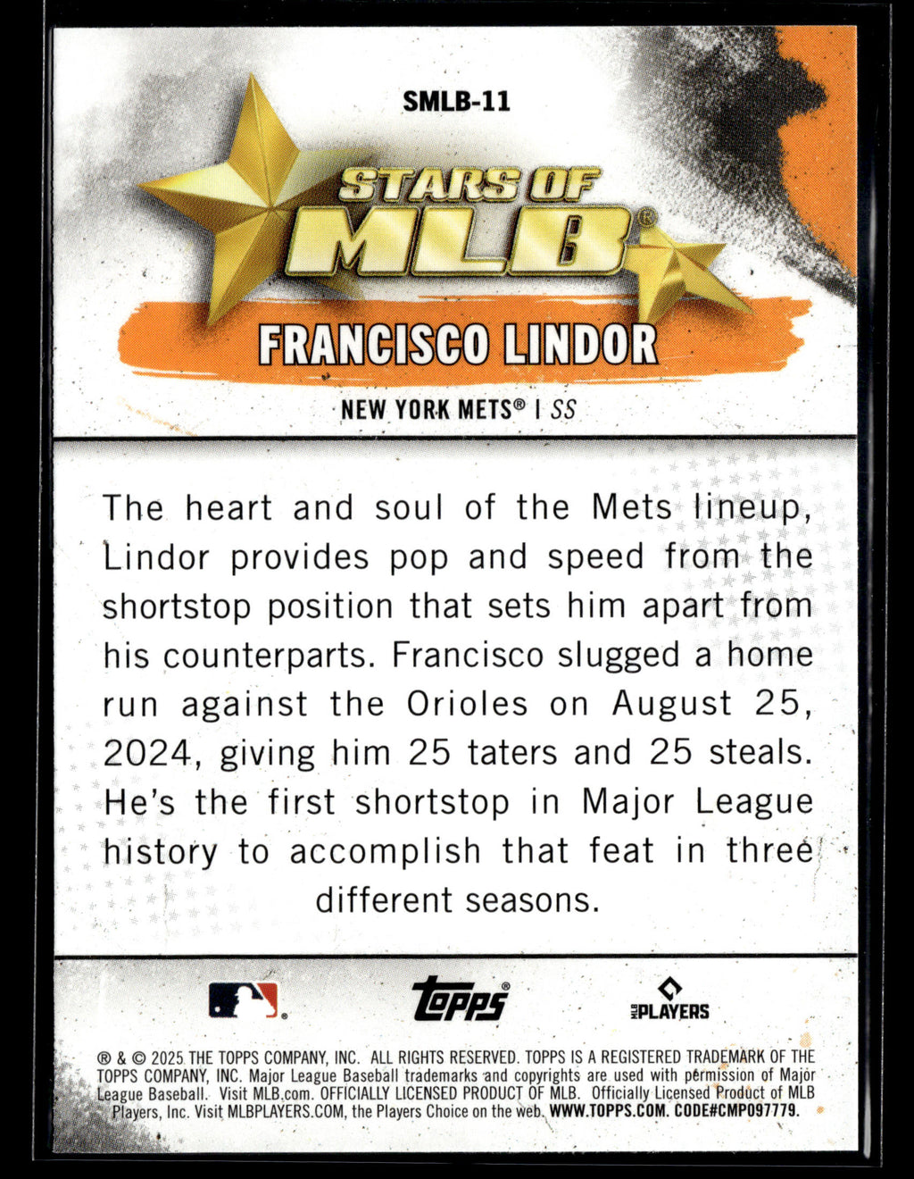 2025 Topps #SMLB-11 Francisco Lindor Stars of MLB
