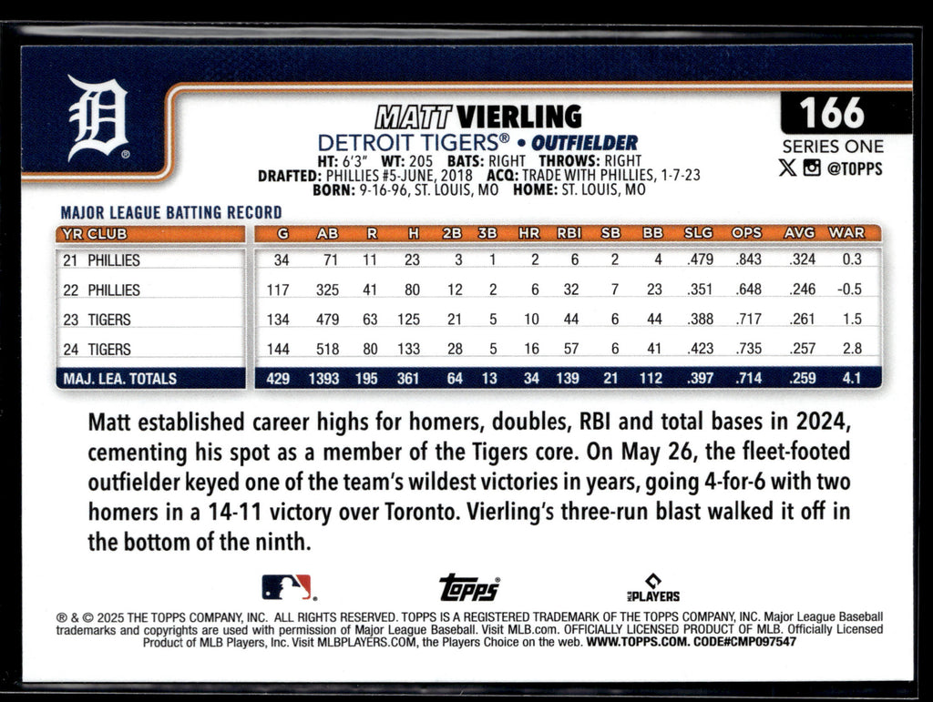 2025 Topps #166 Matt Vierling