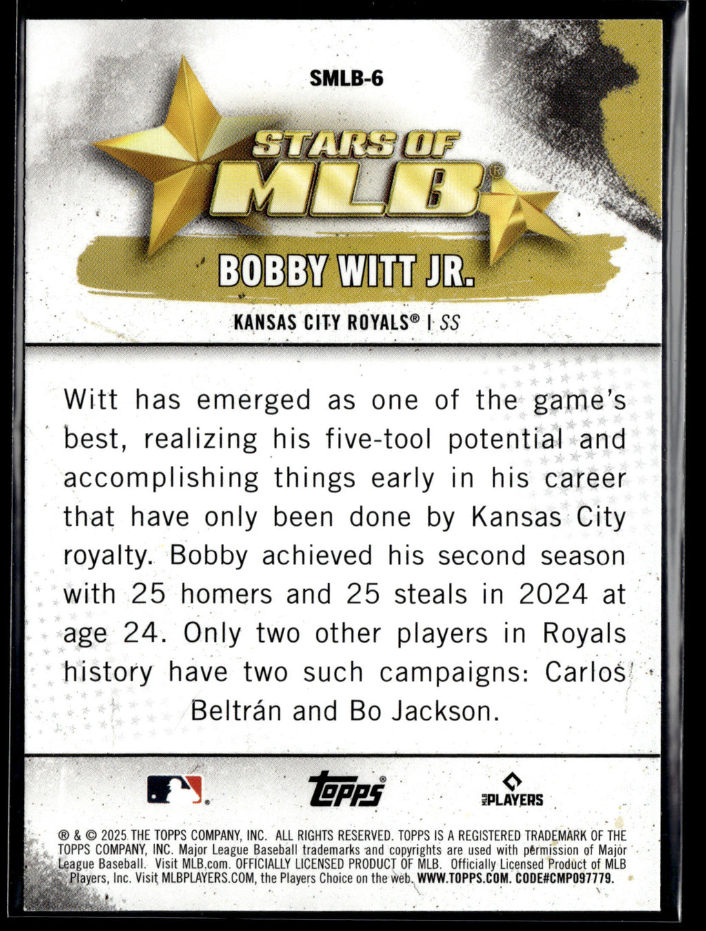 2025 Topps #SMLB-6 Bobby Witt Jr. Stars of MLB