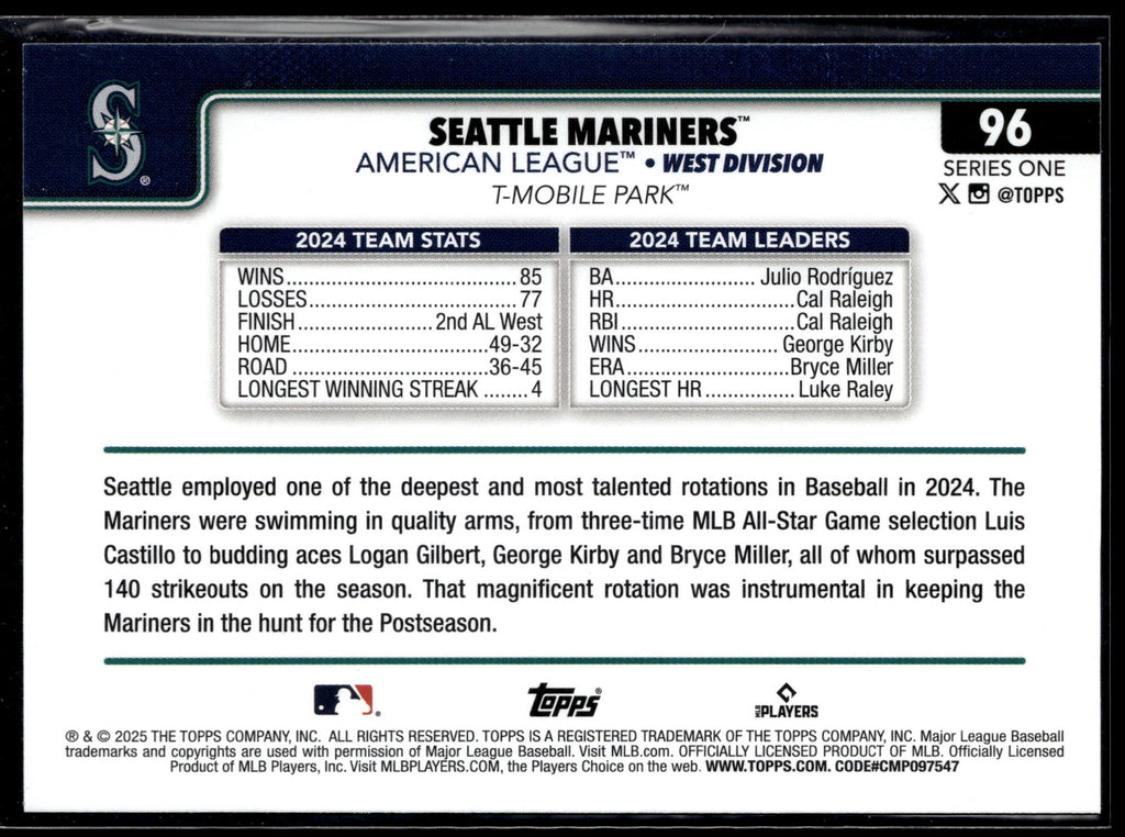 2025 Topps #96 Seattle Mariners