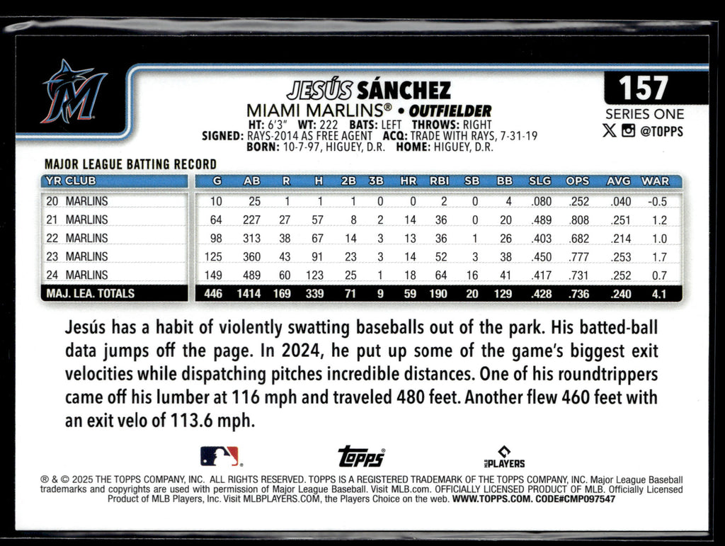 2025 Topps #157 Jesús Sánchez