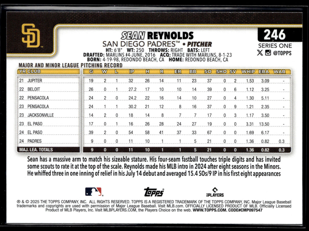 2025 Topps #246 Sean Reynolds