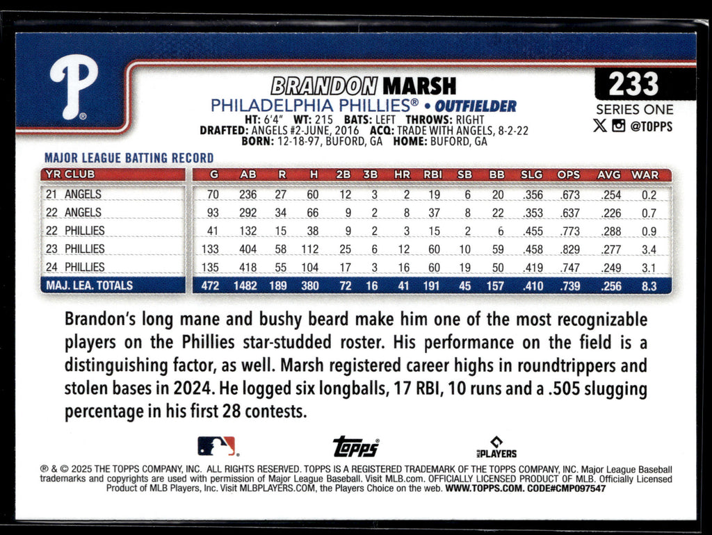 2025 Topps #233 Brandon Marsh