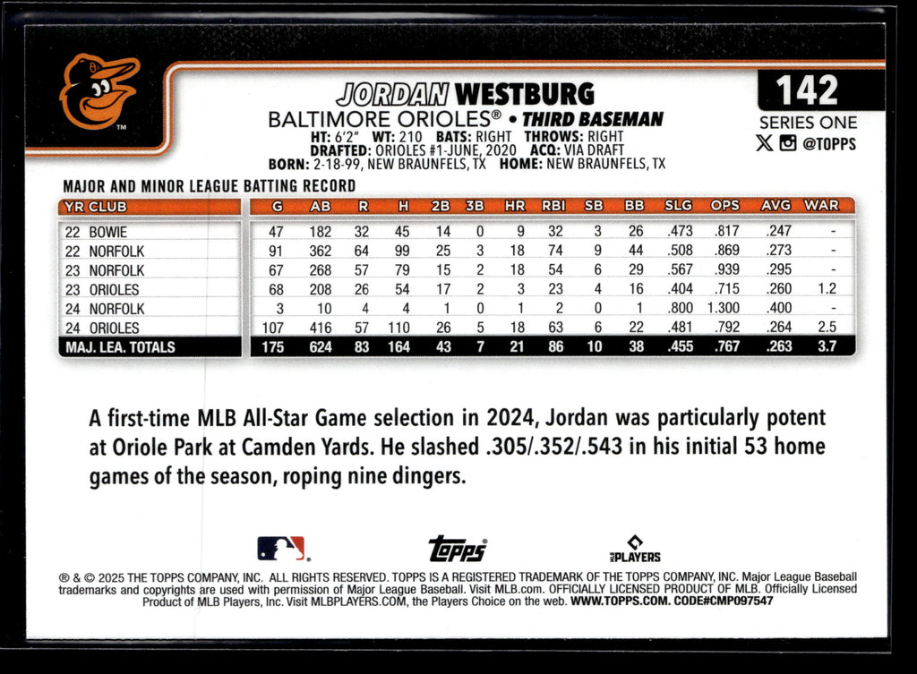 2025 Topps #142 Jordan Westburg