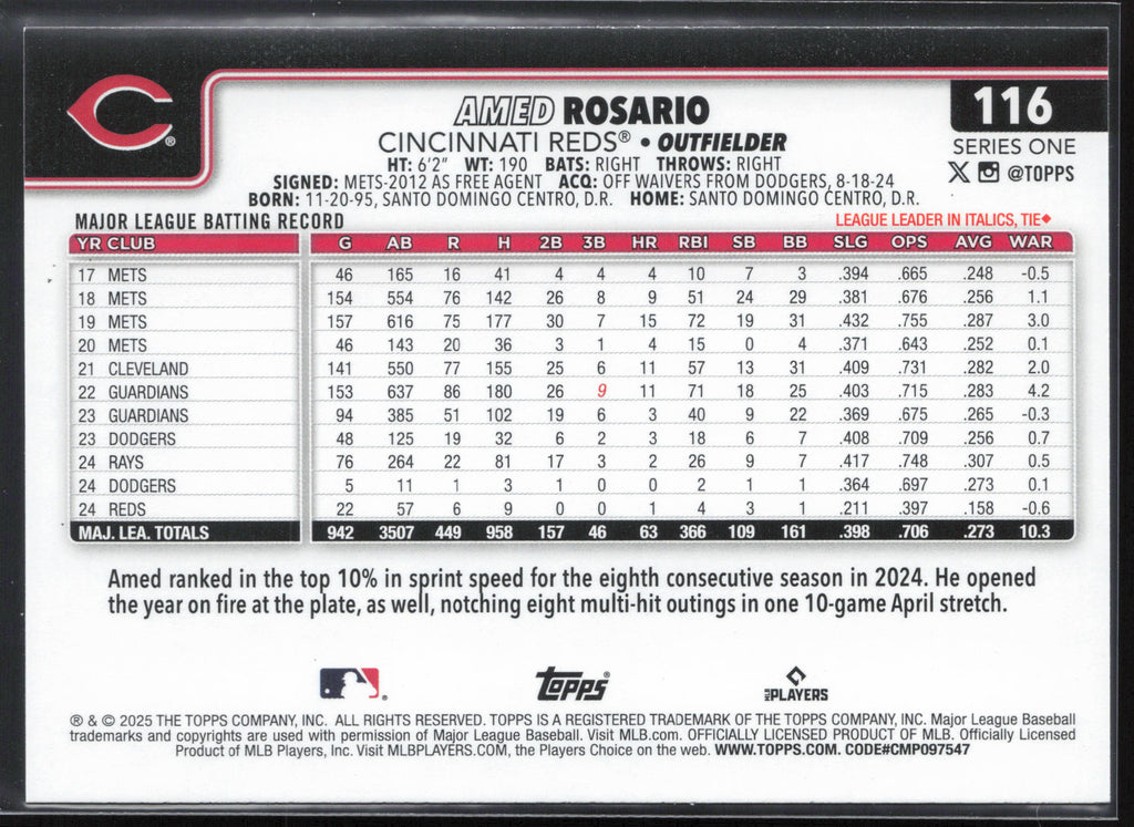 2025 Topps #116 Amed Rosario