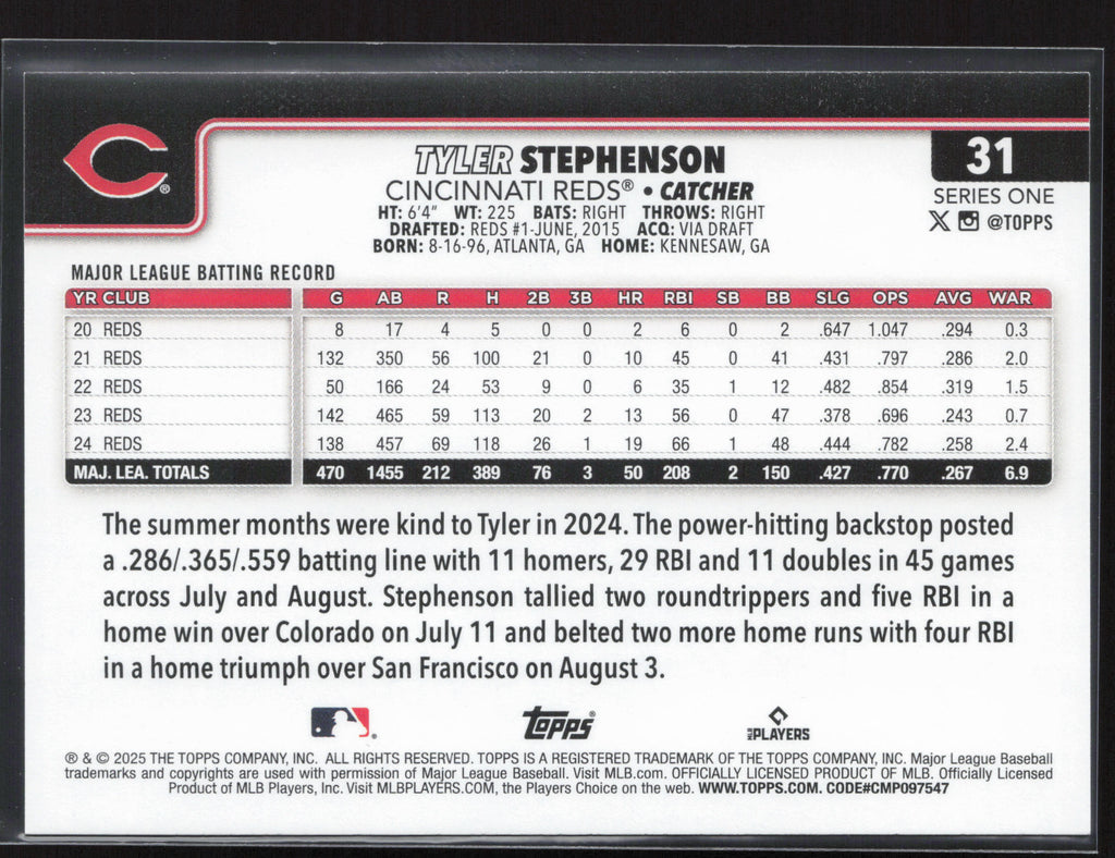 2025 Topps #31 Tyler Stephenson