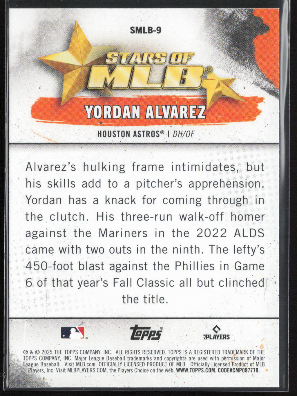 2025 Topps #SMLB-9 Yordan Alvarez Stars of MLB