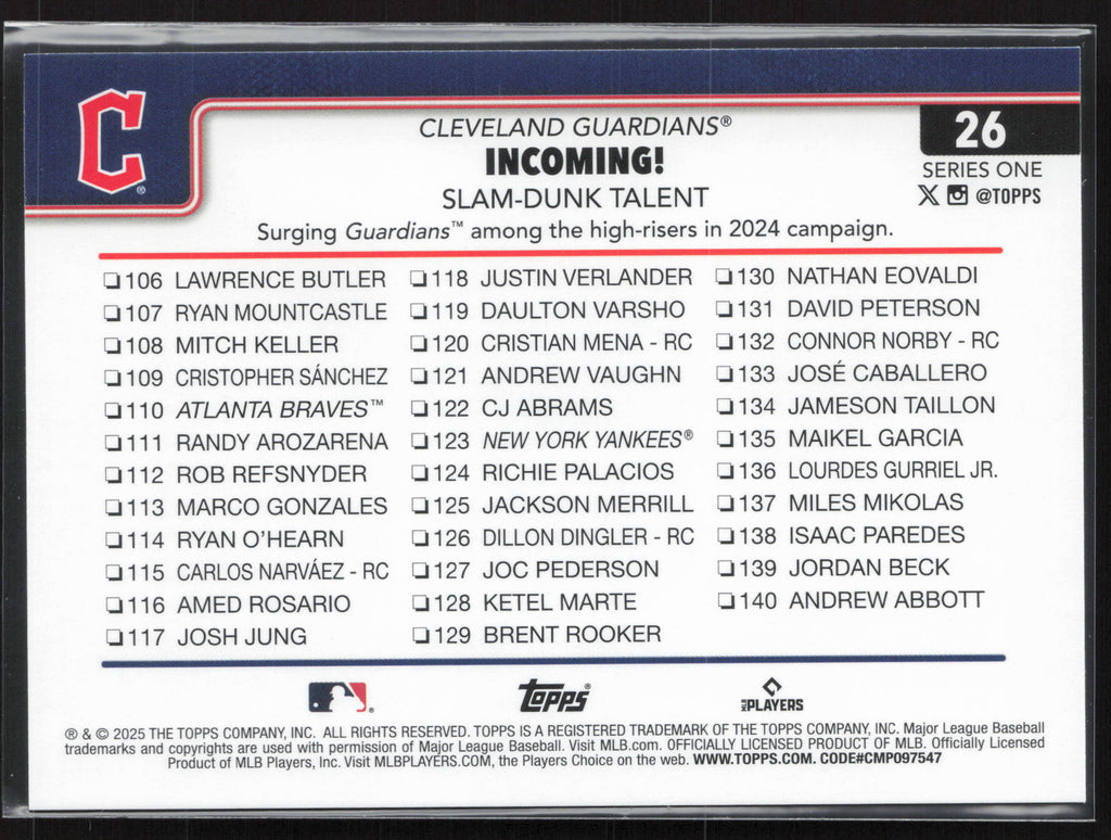 2025 Topps #26 Incoming! Slam-Dunk Talent