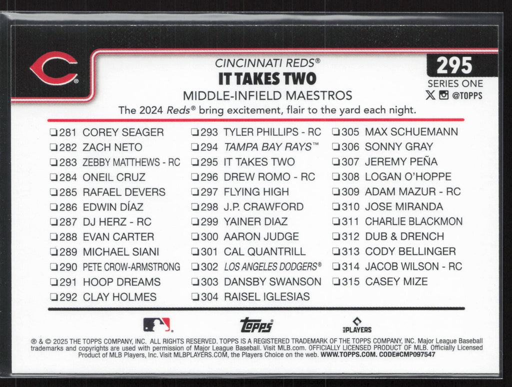 2025 Topps #295 It Takes Two: Middle-Infield Maestros