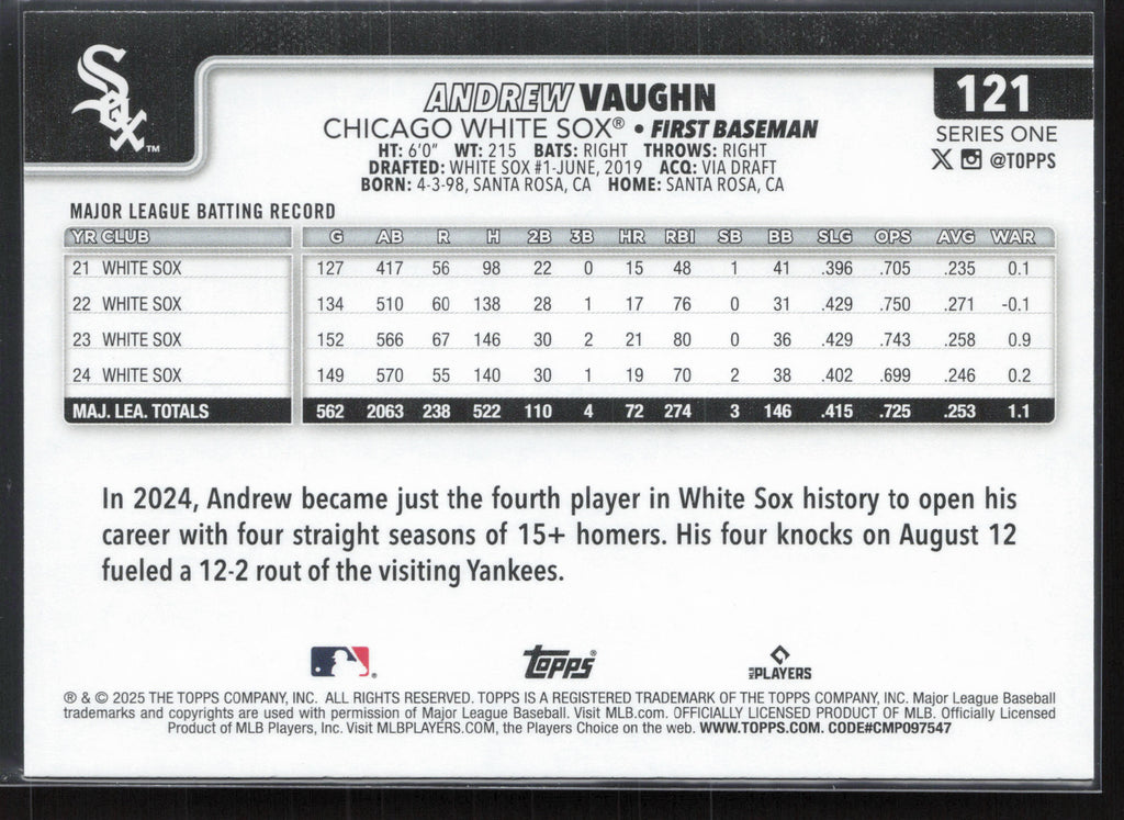 2025 Topps #121 Andrew Vaughn