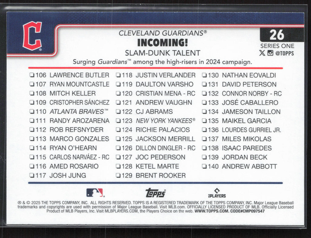 2025 Topps #26 Incoming! Slam-Dunk Talent