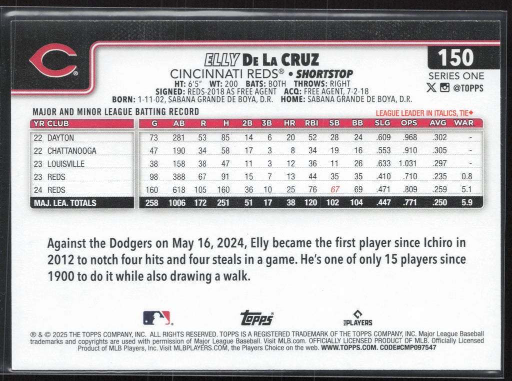 2025 Topps #150 Elly De La Cruz