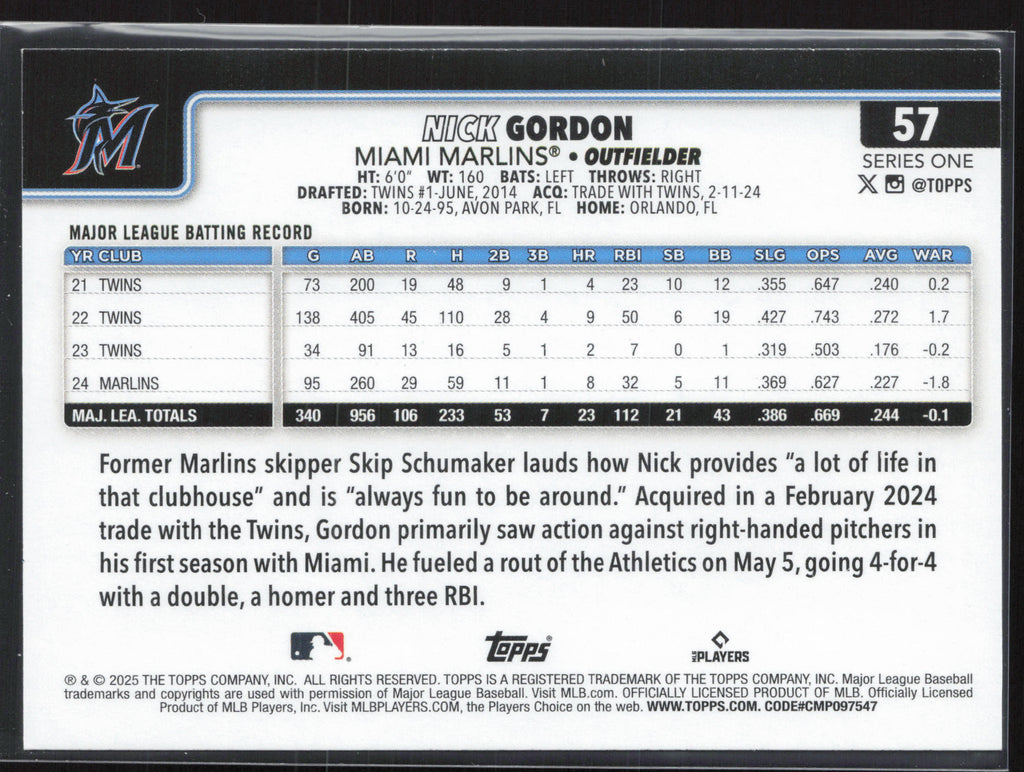 2025 Topps #57 Nick Gordon