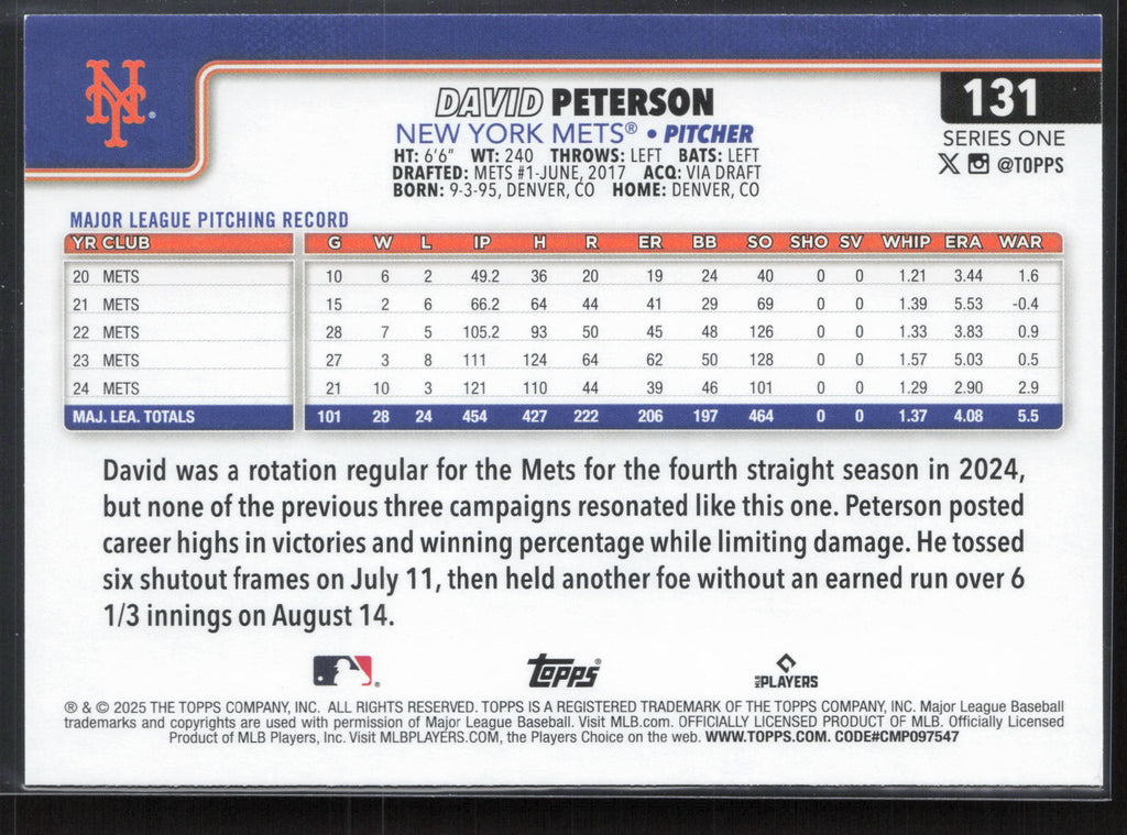 2025 Topps #131 David Peterson